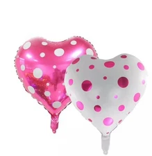  18" Polka Dots Foil Balloons Heart Shape Love Celebration Lot Of 2 Balloons
