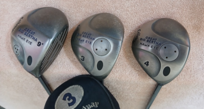 TZ GOLF - Callaway Great Big Bertha Hawkeye 9*, 3 & 4 Woods, SET
