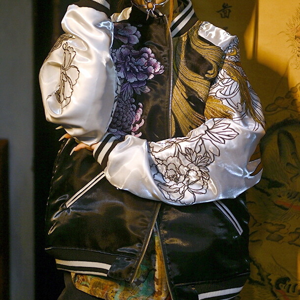 Sukajan Souvenir Jacket Japanese Pattern Embroidery Dragon Phoenix