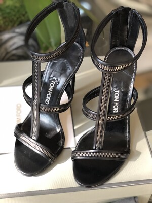 Escarpins Tom Ford Caged Zipper T-Strap - Talons Cage, Taille 37 (US 7), Neufs Avec Emballage, Style Caged Et T-strap