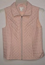 Women  s Christopher  Banks Sleeveless Zip Up Vest Light Pink Size Small