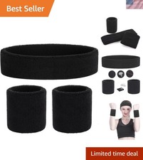 Black Elastic Sweatband Set for Maximum Comfort: Gym, Yoga, Running Gear