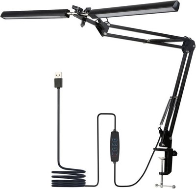 LED Desk Lamp Adjustable Swing Arm Lamp with Clamp Eye-Caring Reading Desk Light