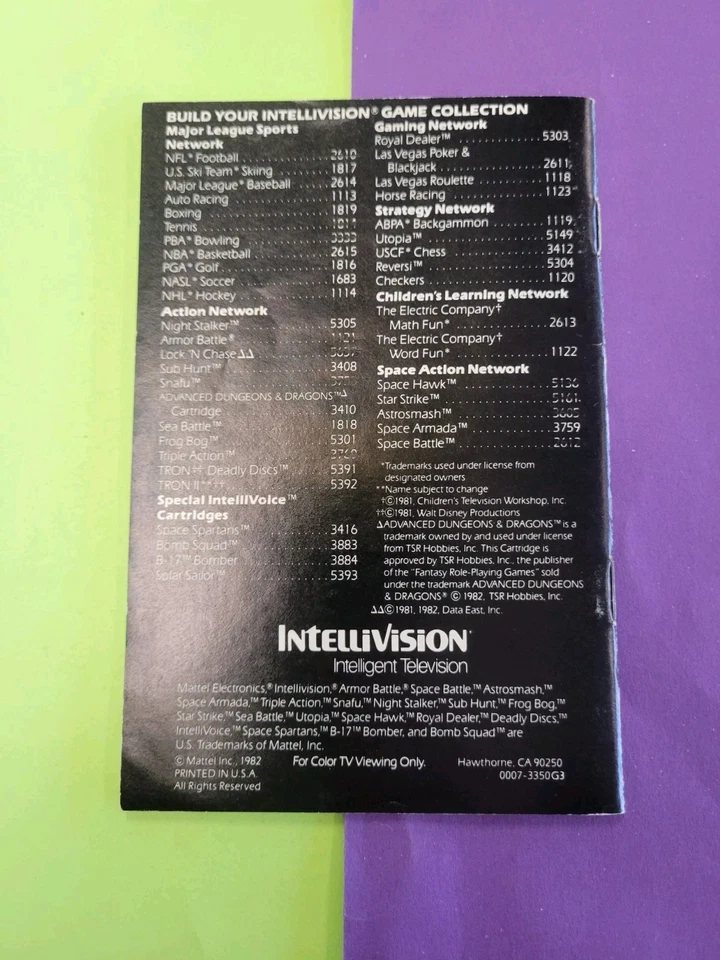 Intellivision Mattel Electronics Catalogue MANUAL ONLY Original - Image 2 of 2