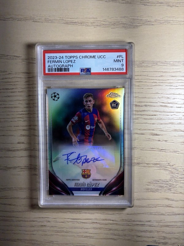 2023-24 Topps Chrome UCC Fermin Lopez Rookie Auto PSA 9