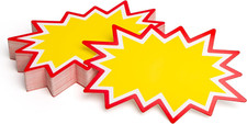 Starburst Price Tags with Stickers 100Pcs  Yellow Sale Signs for Retail Store,