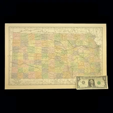 Vintage KANSAS Map Railroad Wall Art Electric Railway Rail Lines Old Original