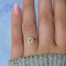 Citrine Ring / 925 Sterling Silver Ring / Rhodium vermeil / Gift for her