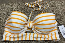Shade Shore Yellow/Orange White Lightly Lined Bikini TOp. Size: 34D. NEW