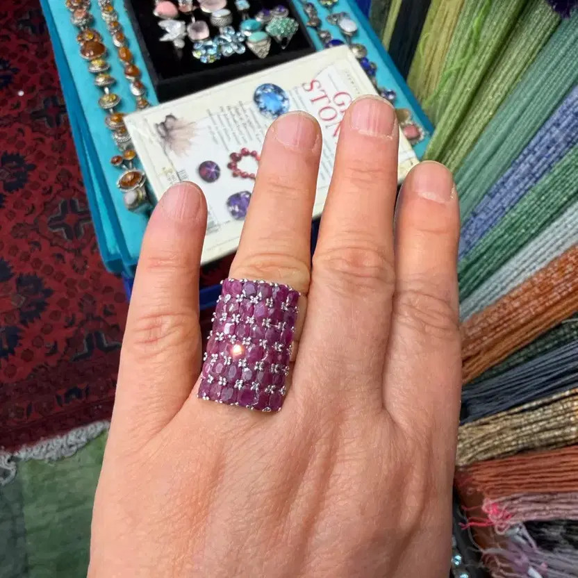 Silver Ruby Ring with Natural Ruby, Stunning Desi… - image 2