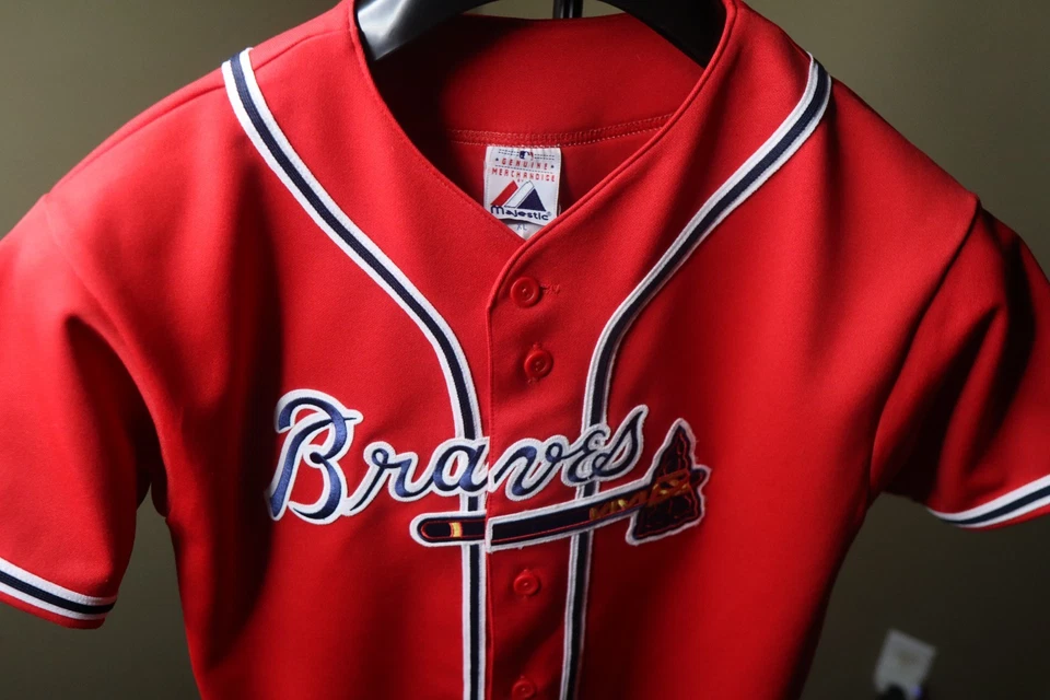 Camiseta roja majestuosa vintage de los Atlanta Braves para mujer/jóvenes roja talla XL Foto 4 de 4