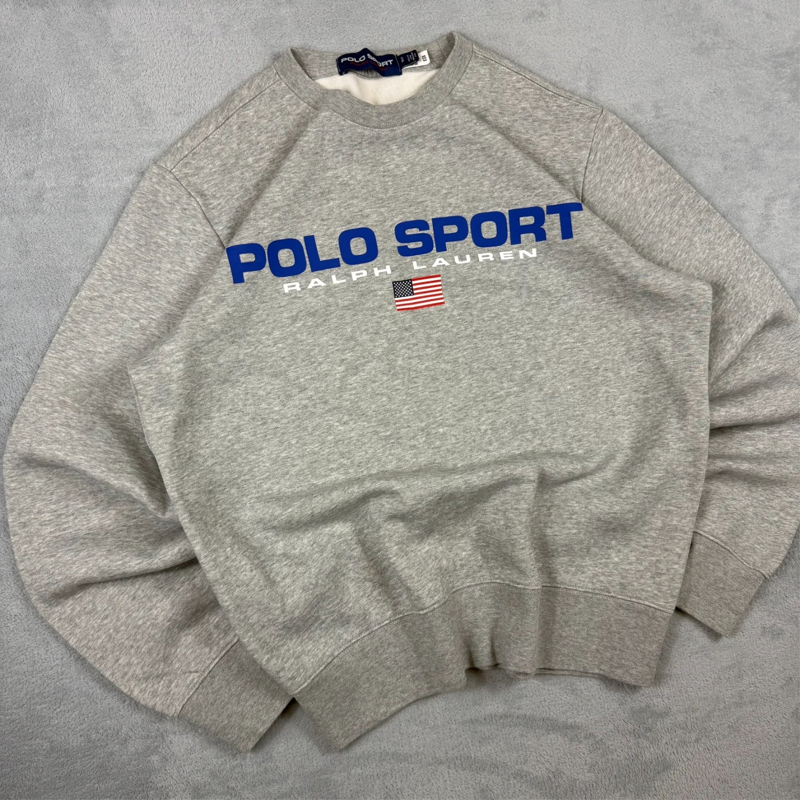 Vintage Polo Sport Ralph Lauren 2000's Grey Spellout Oversized Small Sweatshirt image 2