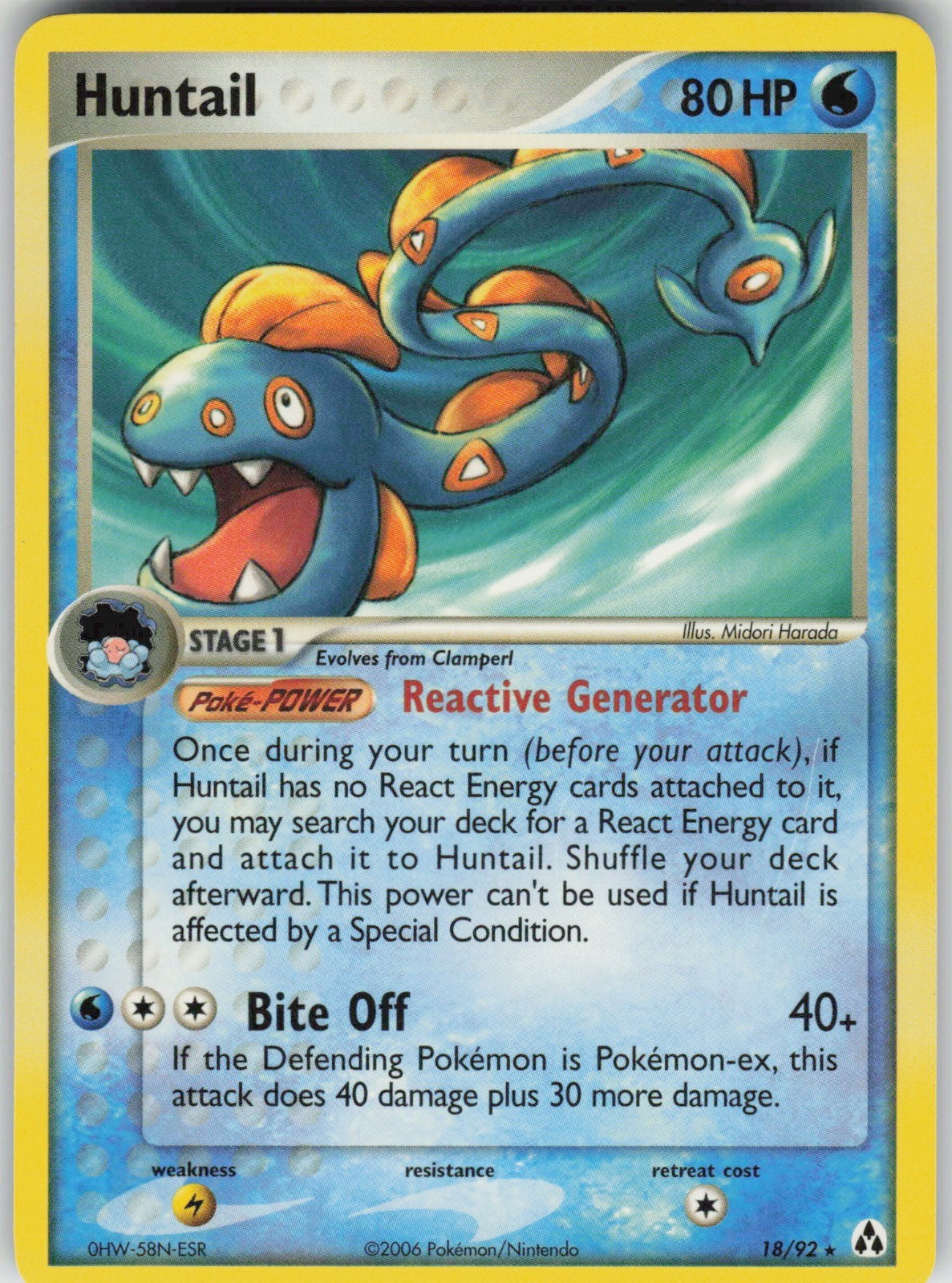 Pokemon Huntail 18/92 Legend Maker Rare NM