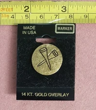 Vintage Golf Ball Marker Golf Tees Design 14 Kt Gold Overlay
