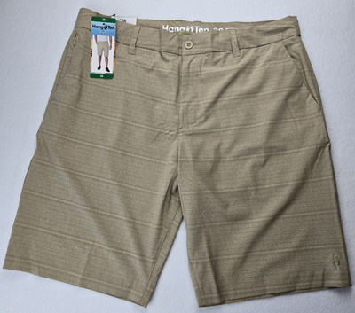 Hang Ten Men's Hybrid Lightweight Quick Dry Shorts Tan Size 38