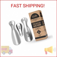 Velette 3-Pack Metal Shoehorn - 2 Set 7.5" Long Shoe Horn,1 Set 4" Travel Shoe H