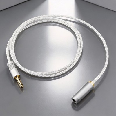 OCC Silver Plated HiFi Headphone AUX Cable 4.4mm Balanced Female Adapter Cable