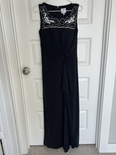 Size 6 2010s Beaded Sequined Floor Length Black Sleeveless Prom Dress