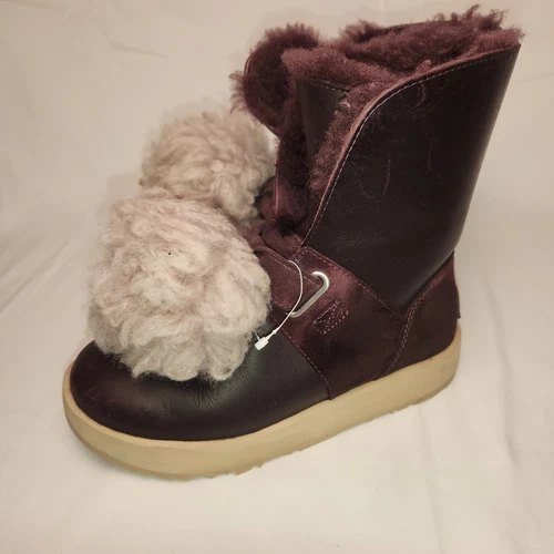 STIVALI CORTI INVERNALI UGG ISLEY IMPERMEABILI PORTA PELLE POM TAGLIA US 6 DONNA