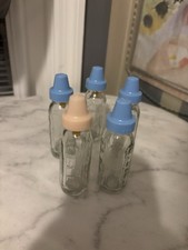 Lot 5 vintage evenflo glass baby doll bottles 3   4 Complete 1 Missing Nipple
