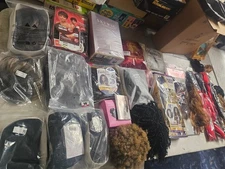 Large Wholesale Lot of 12 Human Hair Wigs & Extensions, And Other Hair Items