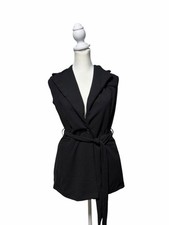 NWT Notations Black Sleeveless Belted Blazer ...