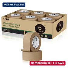 6 Rolls Brown Packing Tape 2 Inch Bulk, 2025 Upgrade Kraft Paper Packaging