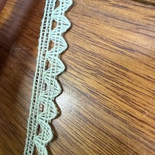 French Antique Bobbin Lace Trim Mint Green 14 Yard Vintage 1/2" Scalloped