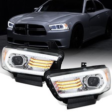- Fits 2011-2014 Dodge Charger LED DRL Projector Headlights Pair