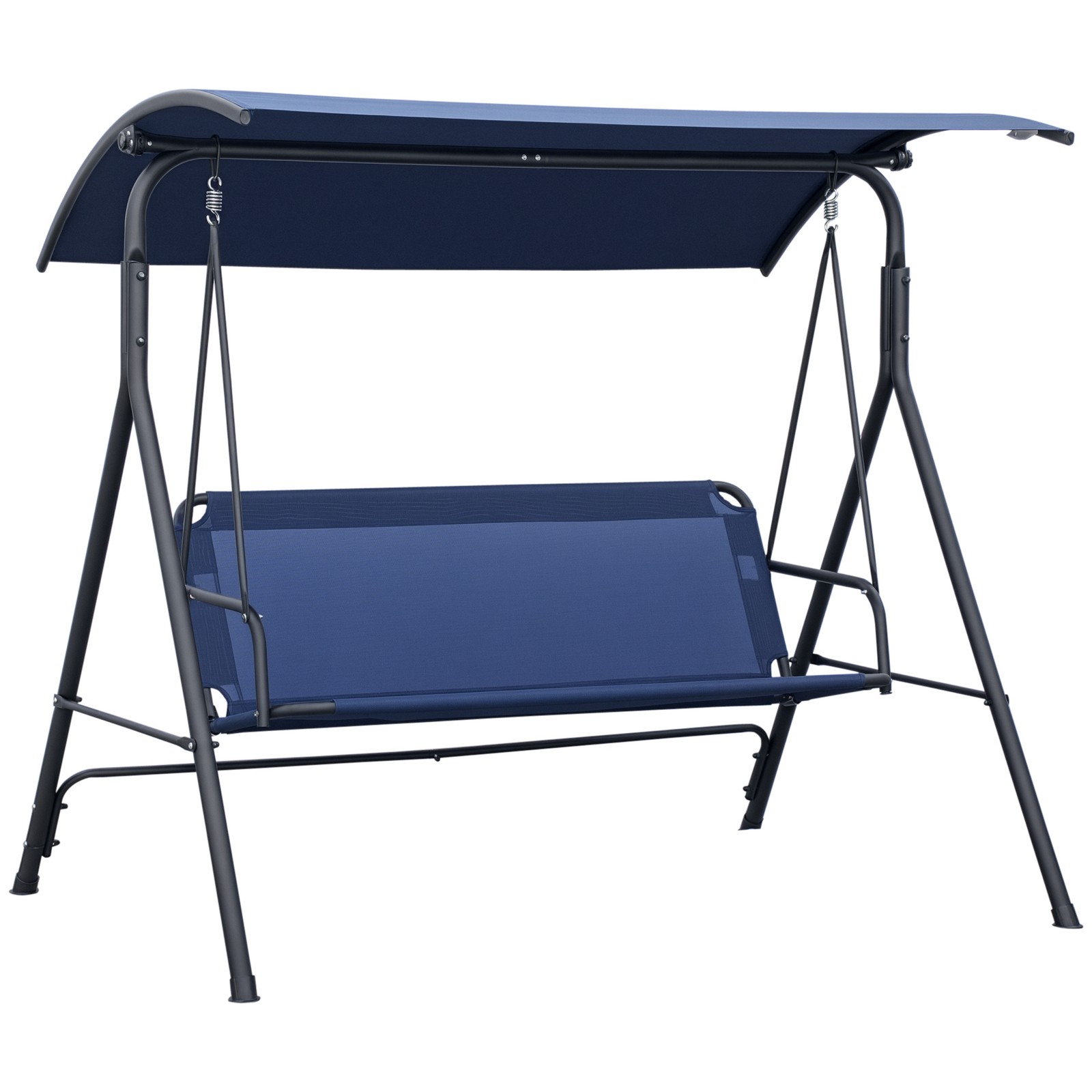 Outsunny 3-Person Porch Swing with Adjustable Tilt Canopy, Dark Blue