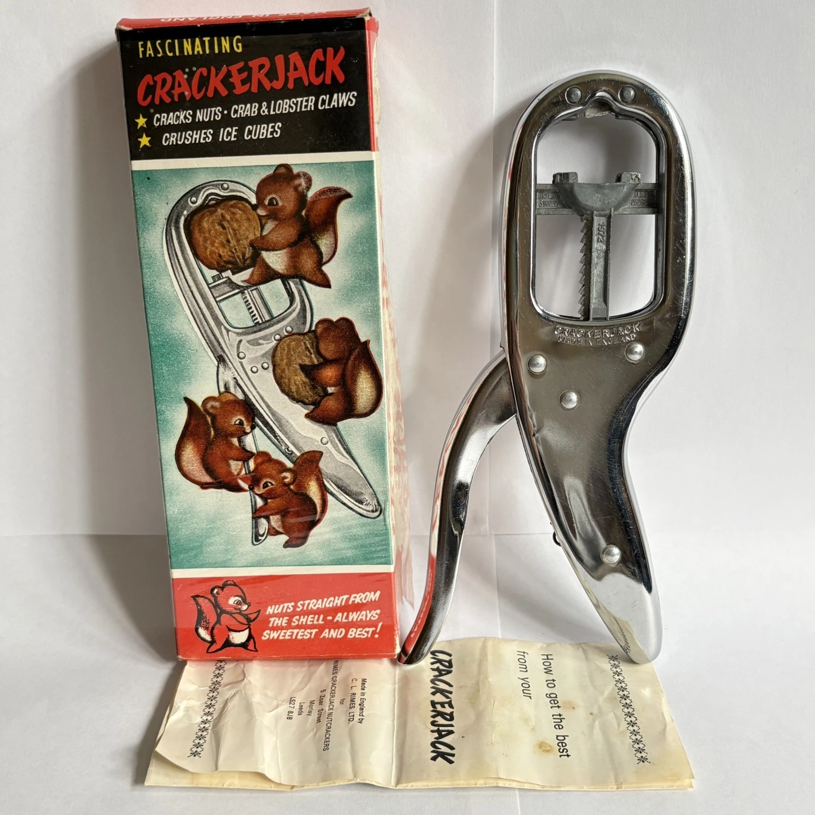 Vintage Crackerjack Nutcracker Chrome C L Rimes Boxed Retro Kitchen Gift 1970s