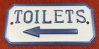 Vintage OIL GASOLINE GAS STATION Restroom TOILET ARROW METAL Sign