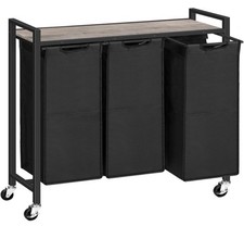 Laundry Sorter 3 Section, Laundry Hamper with Wheels, 3  11.5 Gal 43.4L , Roll