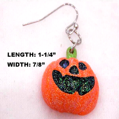 HALLOWEEN ACRYLIC SKELETON TRICK OR TREAT & ORANGE PUMPKINS DROP EARRINGS - Picture 4 of 9