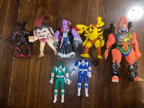 Lot of 7 Vintage Bandai Mighty Morphin Power Rangers 8'' Figures 90s used cond