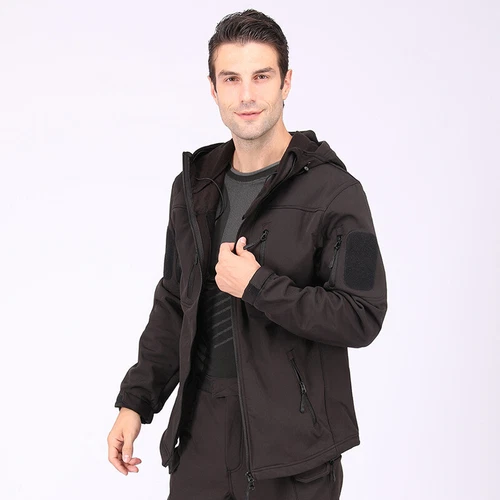 Giacca a vento tattica uomo soft shell giacca esercito jacket cappuccio tempo libero ~ - Foto 14 di 65