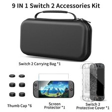 For Nintendo Switch 2 Accessories Bundle,Protector,6 Thumb Grips 12 Game Slots