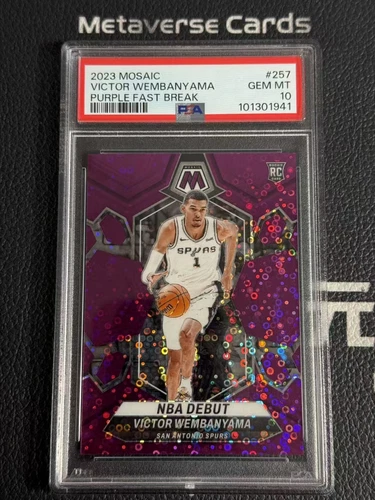 2023-24 Mosaic Purple Fastbreak Prizm RC Rookie Victor Wembanyama /50 PSA10
