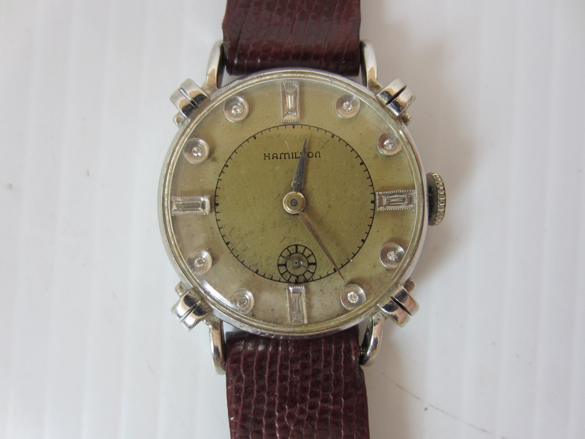 Vintage Mens Hamilton Watch 14k White Gold Diamond 17J 29 mm Vintage Mens Hamilton Watch 14k White Gold Diamond 17J 29 mm