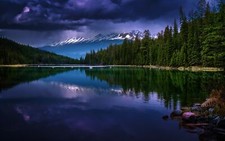 Landscape nature mountains forest evening lake clouds Custom Gaming Mat Desk