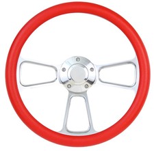 Red Steering Wheel Complete Billet Kit For 1949-1957 Ford Pick Up F1 F100