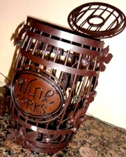 Metal Cage Barrel Wine Cork Stopper Holder Storage for Display Collection 10" H