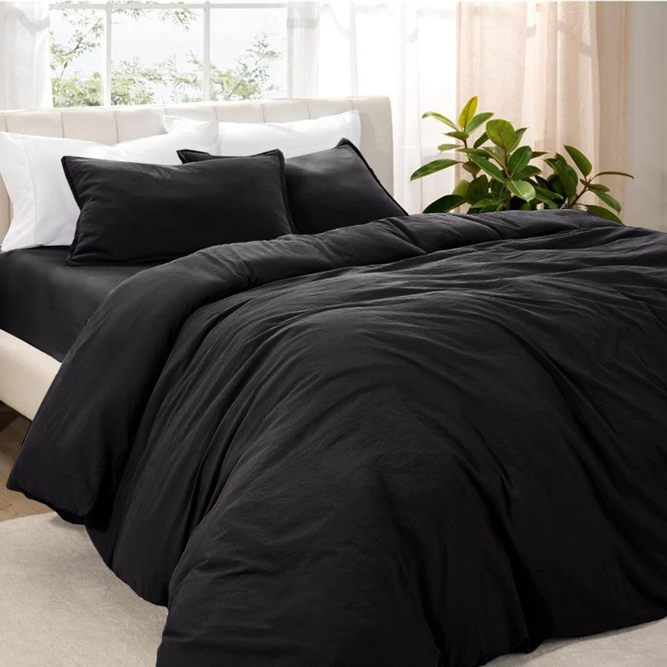 3 Piece Quilt Cover Sets Soft Microfiber Duvet Covers Set Twin Full Queen King - Image 3 of 4