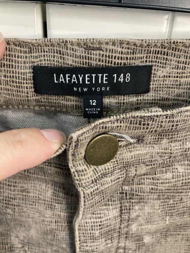 Lafayette 148 New York Brown Lizard Straight Leg Pants Size 12 - Picture 2 of 3
