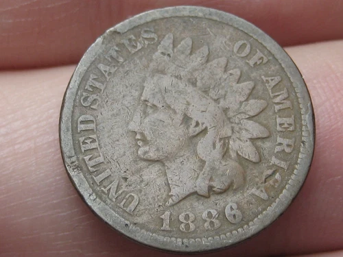 1886 Indian Head Cent Penny, Variety 1, Var 1, T1, Type 1- VG Details