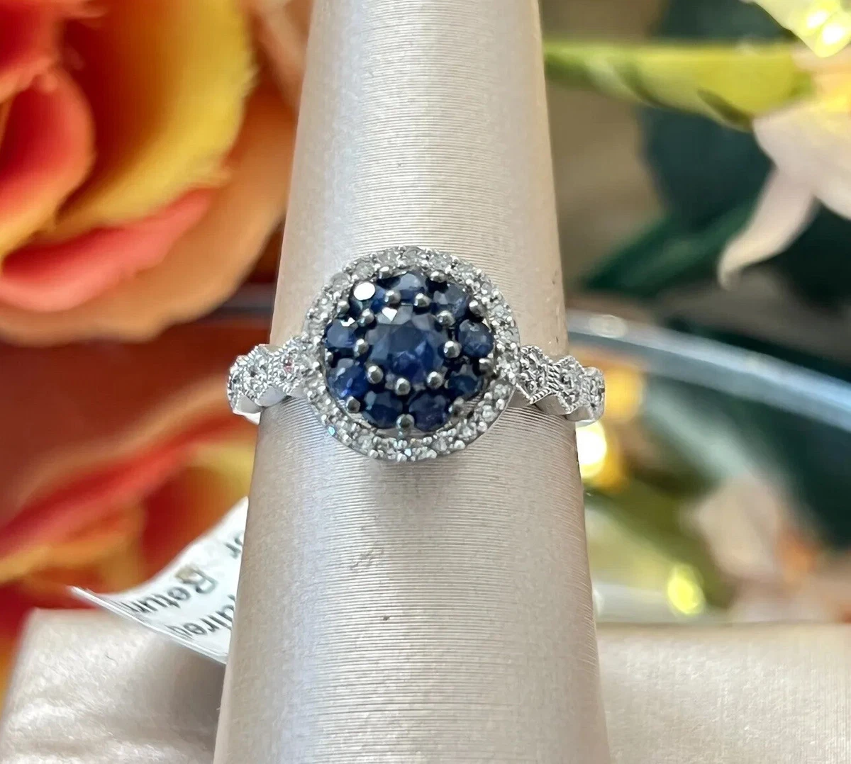 10k White Gold Ladies Alwand Vahan Blue Sapphire Cocktail Diamond