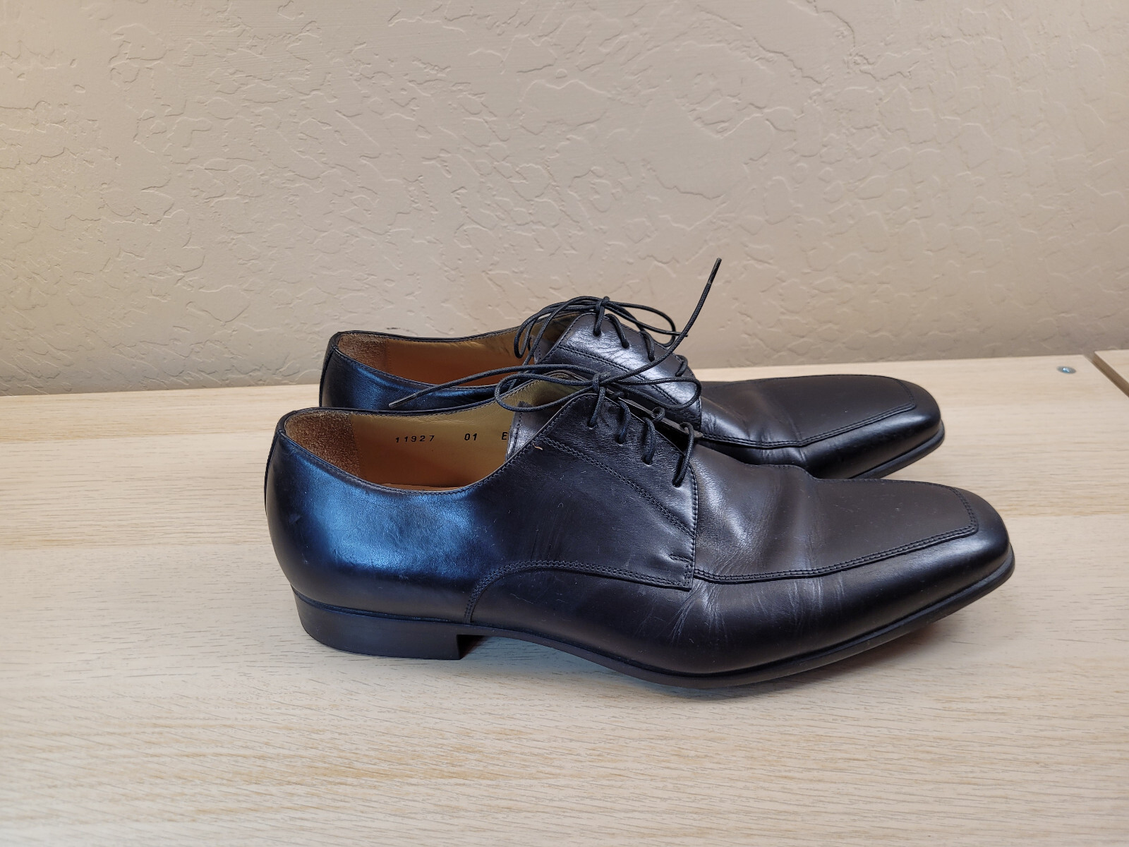 SAOLA Santoni PRITCHARD Nero Pelle Derby 11927 Grembiule Uomo Scarpe 10.5 (US 11.5) EE