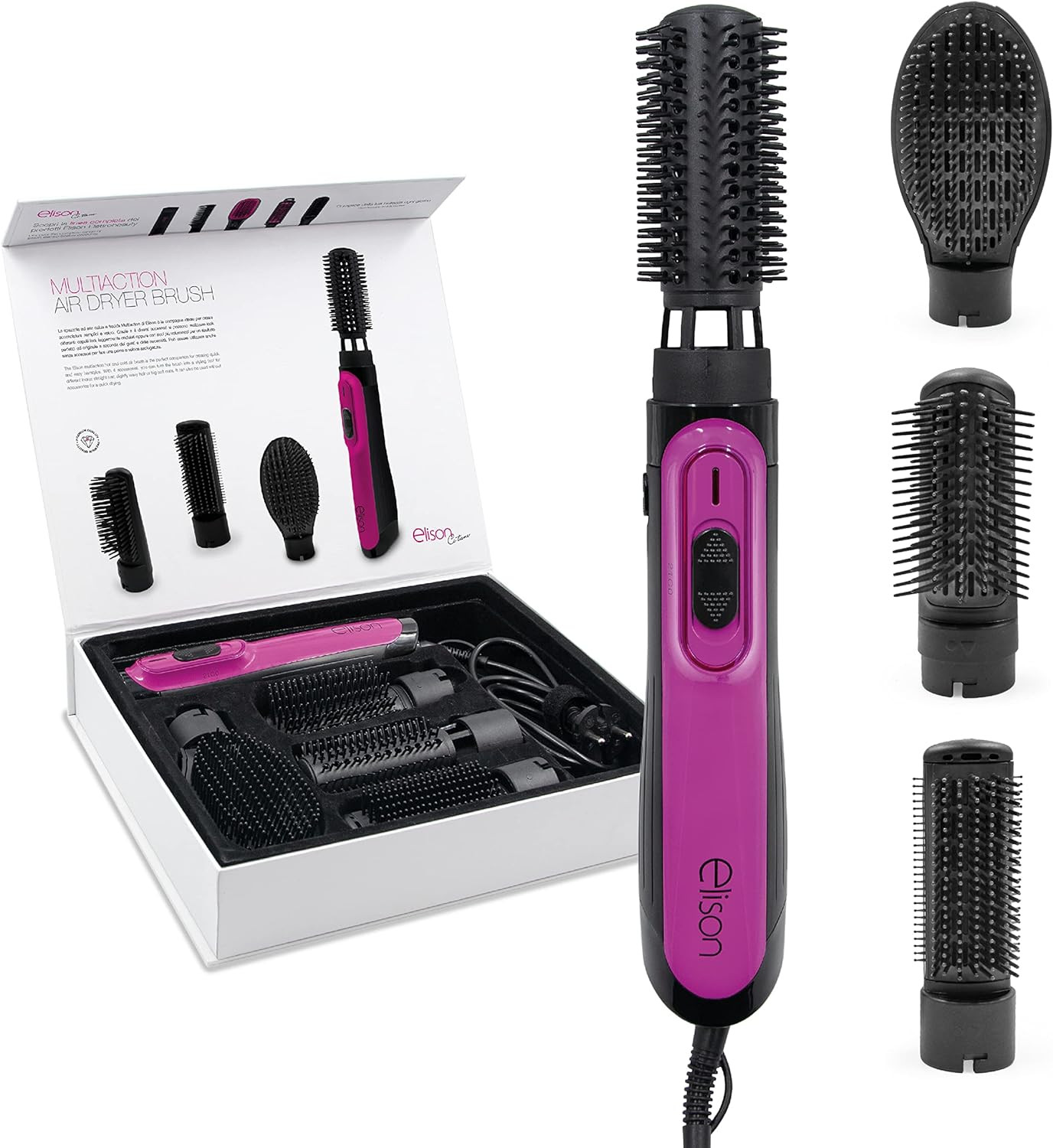 ELISON Spazzola Elettrica Lisciante Asciugacapelli, 4 in 1 Multifunzione