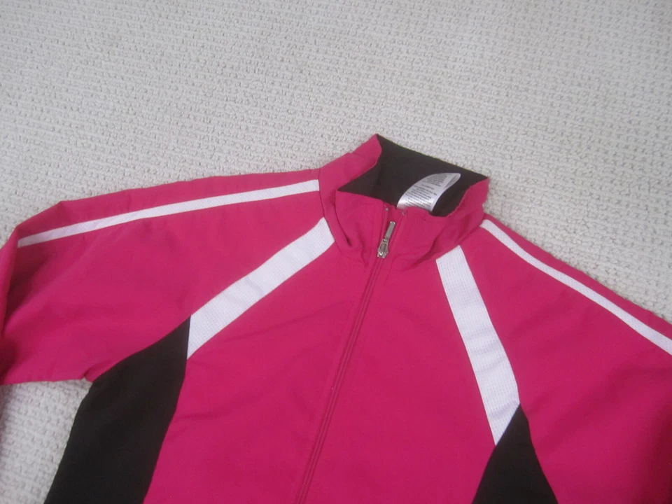 Chaqueta cortavientos Athletic Works para mujer pequeña rosa negra con cremallera poliéster Foto 2 de 4