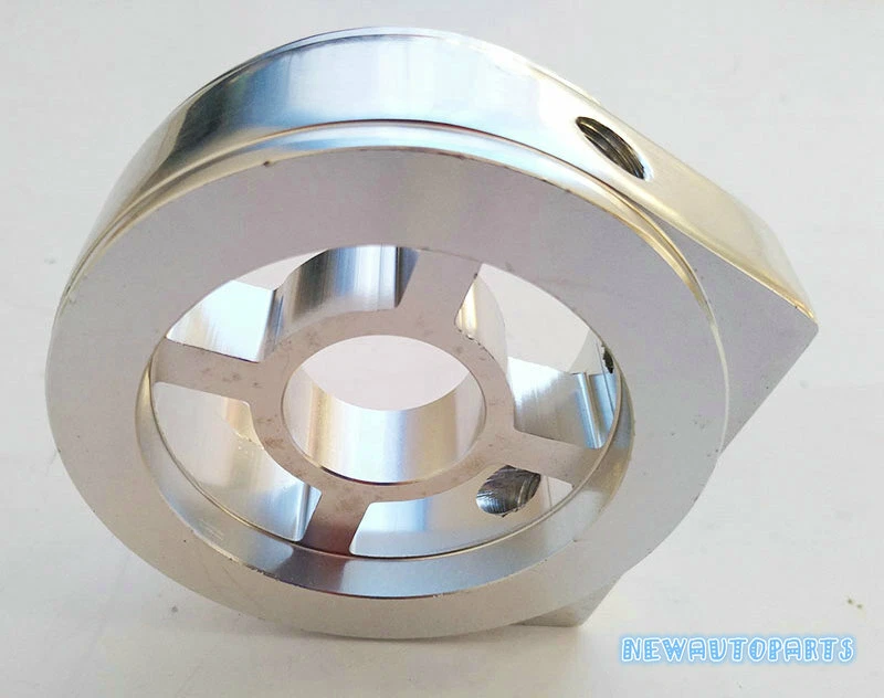 Adaptador de placa sándwich filtro de aceite de aluminio 1/8 NPT 10AN enfriador de aceite plateado nuevo  Foto 2 de 4